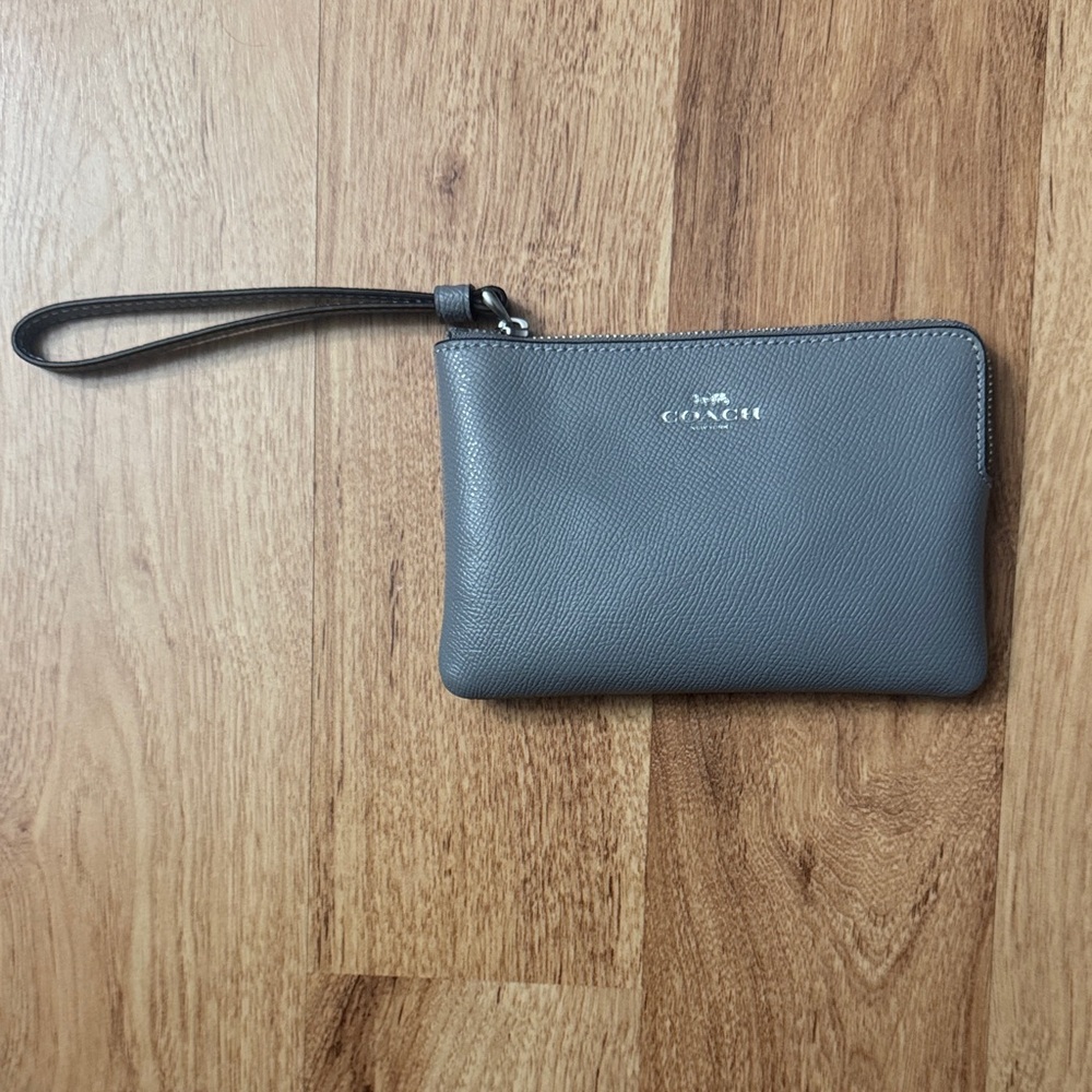 Coach Charcoal Leather Wristlet